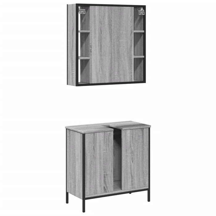 Set mobilier de baie, 2 piese, gri sonoma, lemn prelucrat - WALTI WALTI
