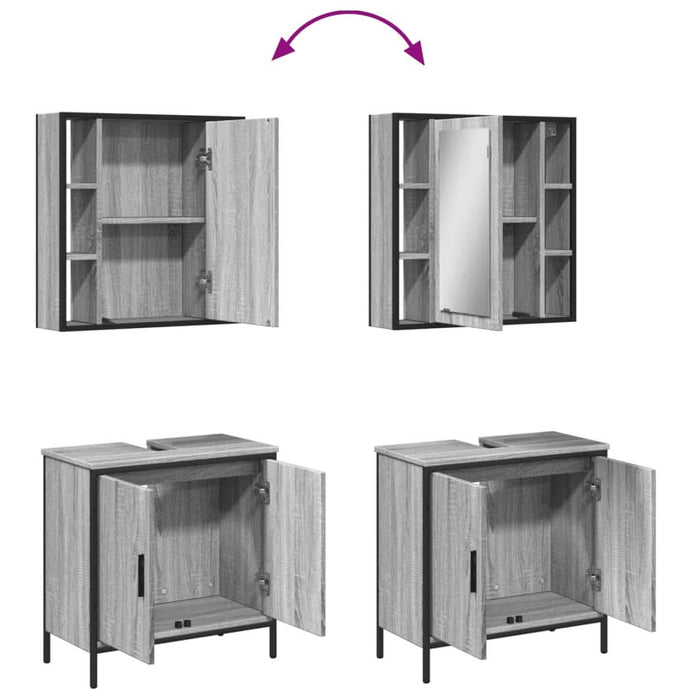 Set mobilier de baie, 2 piese, gri sonoma, lemn prelucrat - WALTI WALTI