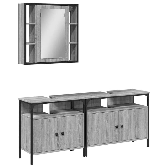 Set dulapuri de baie, 3 piese, gri sonoma, lemn prelucrat - WALTI WALTI