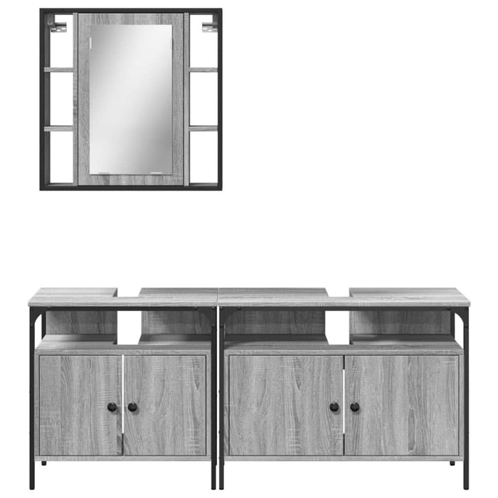 Set dulapuri de baie, 3 piese, gri sonoma, lemn prelucrat - WALTI WALTI