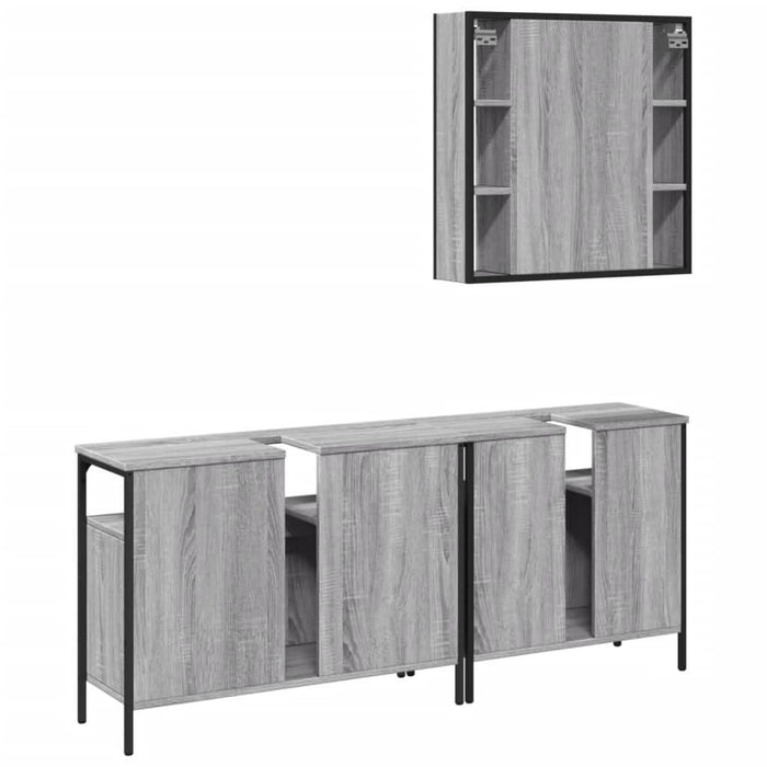 Set dulapuri de baie, 3 piese, gri sonoma, lemn prelucrat - WALTI WALTI