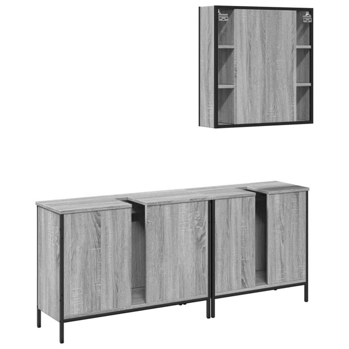Set dulapuri de baie, 3 piese, gri sonoma, lemn prelucrat - WALTI WALTI