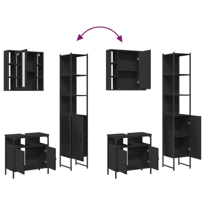 Set dulapuri de baie, 3 piese, negru, lemn prelucrat - WALTI WALTI