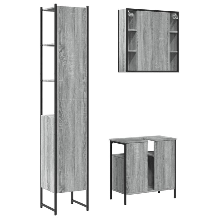 Set dulapuri de baie, 3 piese, gri sonoma, lemn prelucrat - WALTI WALTI