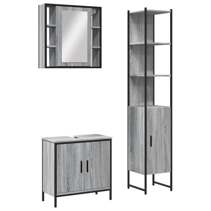 Set dulapuri de baie, 3 piese, gri sonoma, lemn prelucrat - WALTI WALTI