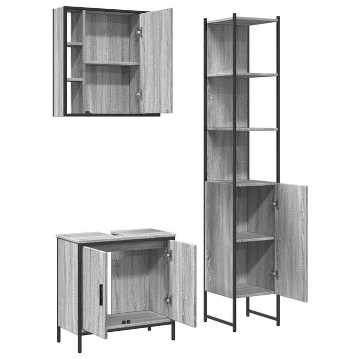 Set dulapuri de baie, 3 piese, gri sonoma, lemn prelucrat - WALTI WALTI