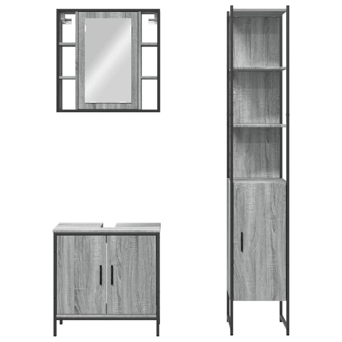 Set dulapuri de baie, 3 piese, gri sonoma, lemn prelucrat - WALTI WALTI