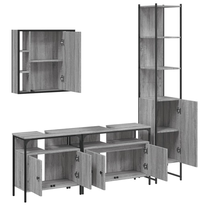 Set dulapuri de baie, 4 piese, gri sonoma, lemn prelucrat - WALTI WALTI