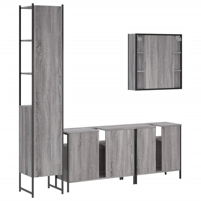 Set dulapuri de baie, 4 piese, gri sonoma, lemn prelucrat - WALTI WALTI