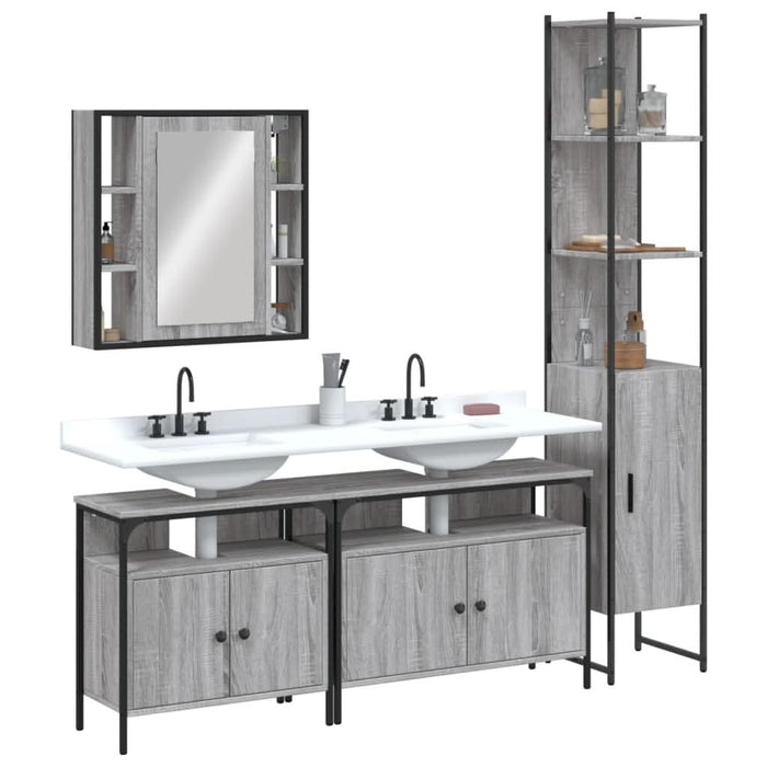 Set dulapuri de baie, 4 piese, gri sonoma, lemn prelucrat - WALTI WALTI