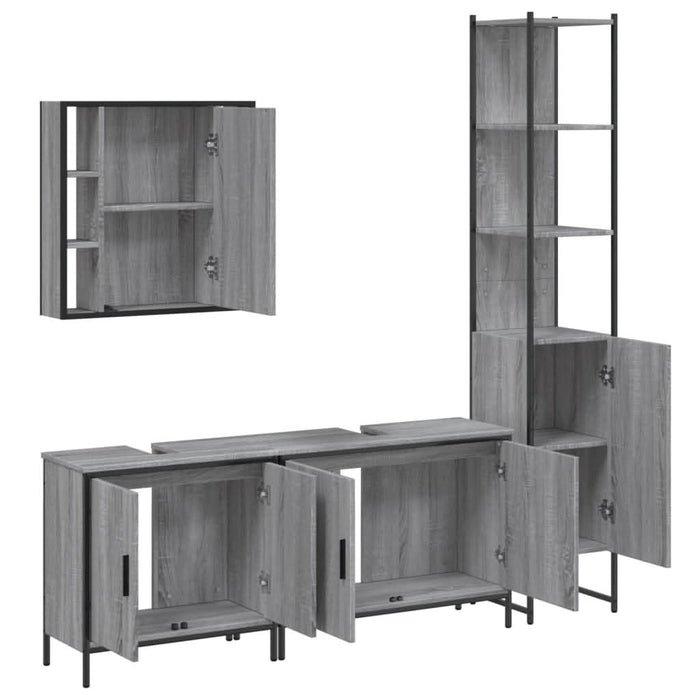 Set dulapuri de baie, 4 piese, gri sonoma, lemn prelucrat - WALTI WALTI