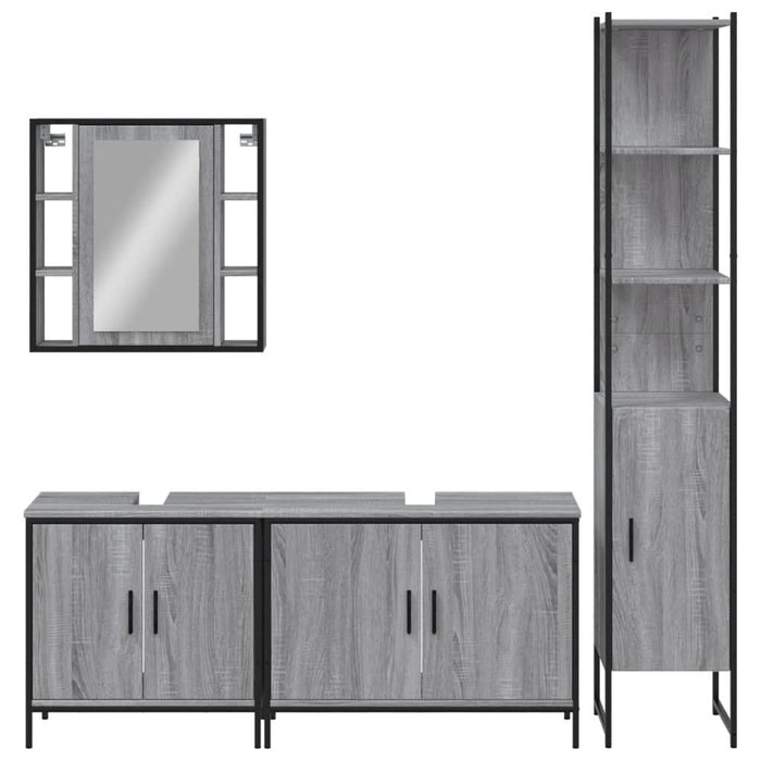 Set dulapuri de baie, 4 piese, gri sonoma, lemn prelucrat - WALTI WALTI