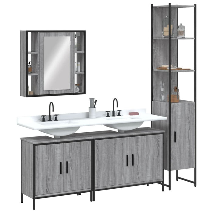 Set dulapuri de baie, 4 piese, gri sonoma, lemn prelucrat - WALTI WALTI