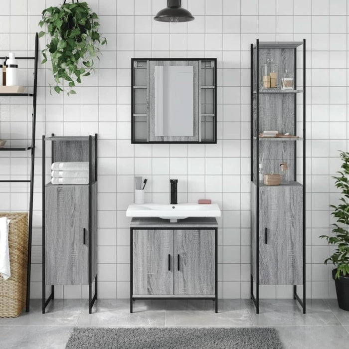 Set dulapuri de baie, 4 piese, gri sonoma, lemn prelucrat - WALTI WALTI