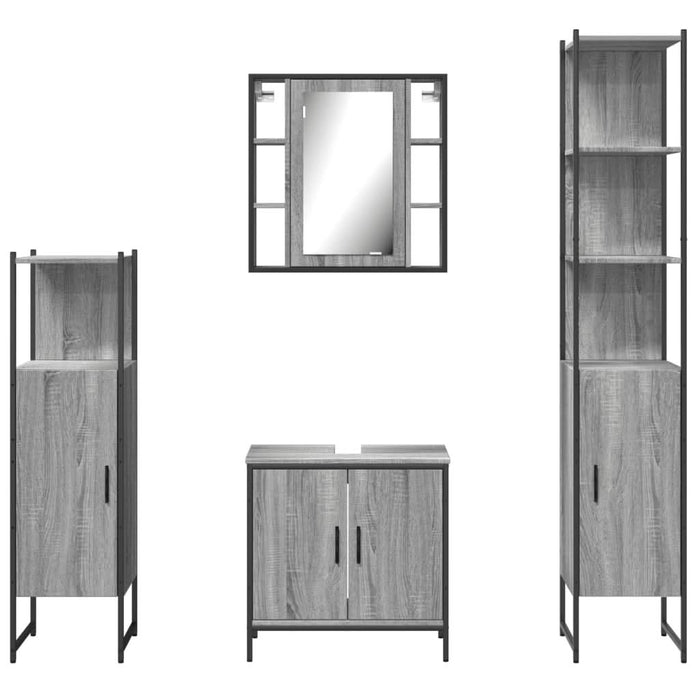 Set dulapuri de baie, 4 piese, gri sonoma, lemn prelucrat - WALTI WALTI