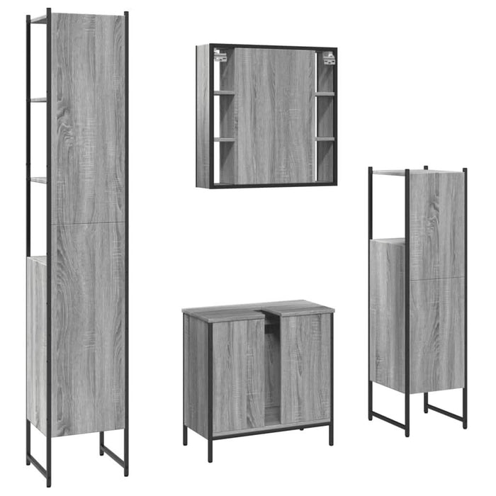 Set dulapuri de baie, 4 piese, gri sonoma, lemn prelucrat - WALTI WALTI