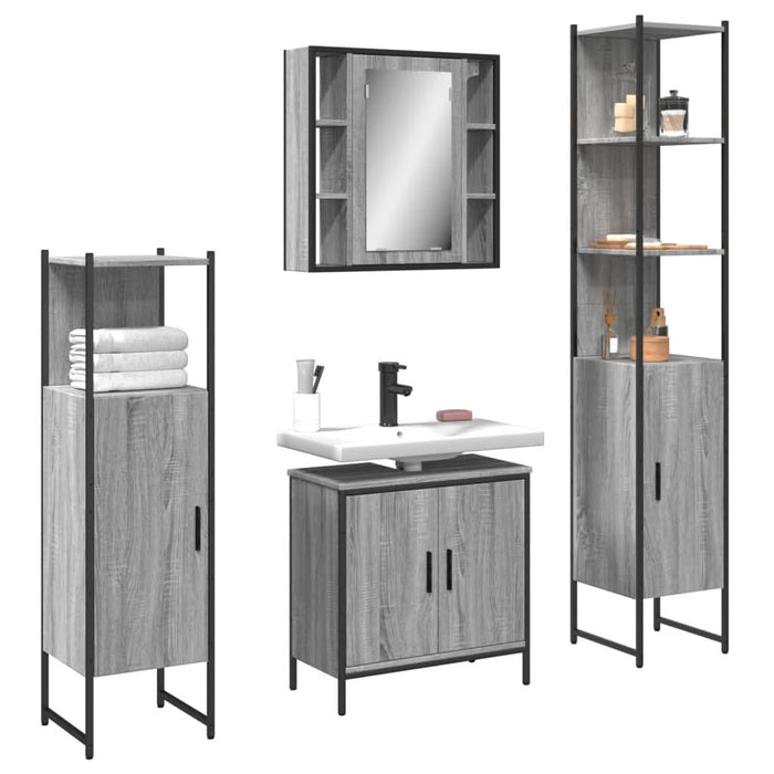 Set dulapuri de baie, 4 piese, gri sonoma, lemn prelucrat - WALTI WALTI