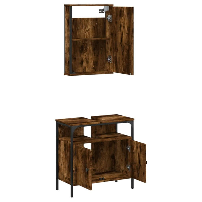 Set mobilier de baie, 2 piese, stejar fumuriu, lemn prelucrat - WALTI WALTI