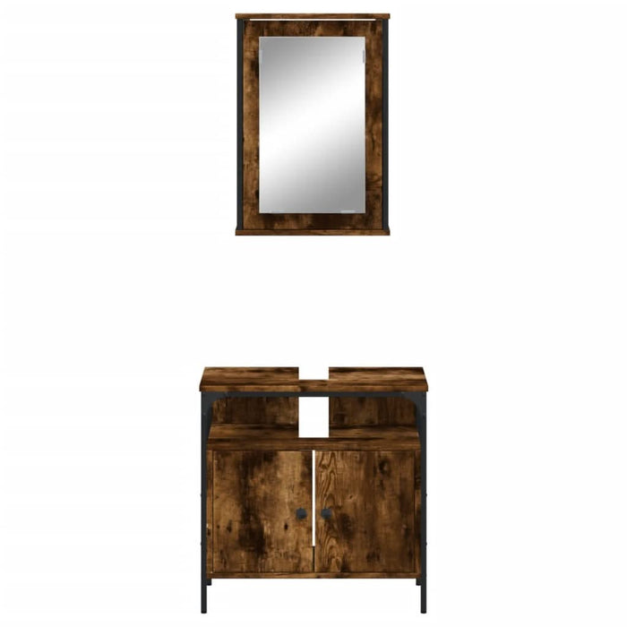 Set mobilier de baie, 2 piese, stejar fumuriu, lemn prelucrat - WALTI WALTI