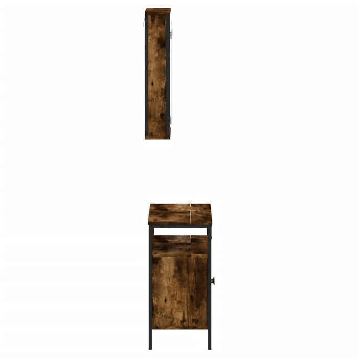 Set mobilier de baie, 2 piese, stejar fumuriu, lemn prelucrat - WALTI WALTI