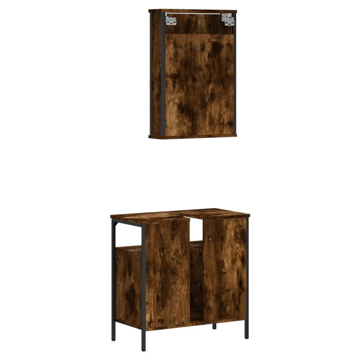 Set mobilier de baie, 2 piese, stejar fumuriu, lemn prelucrat - WALTI WALTI