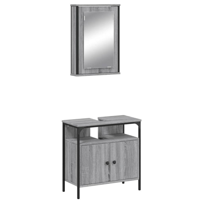 Set mobilier de baie, 2 piese, gri sonoma, lemn prelucrat - WALTI WALTI