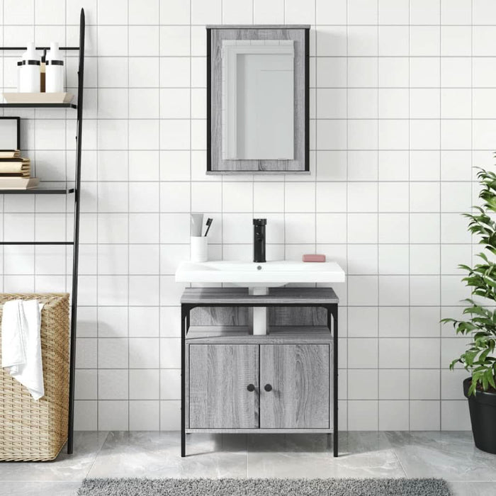 Set mobilier de baie, 2 piese, gri sonoma, lemn prelucrat - WALTI WALTI