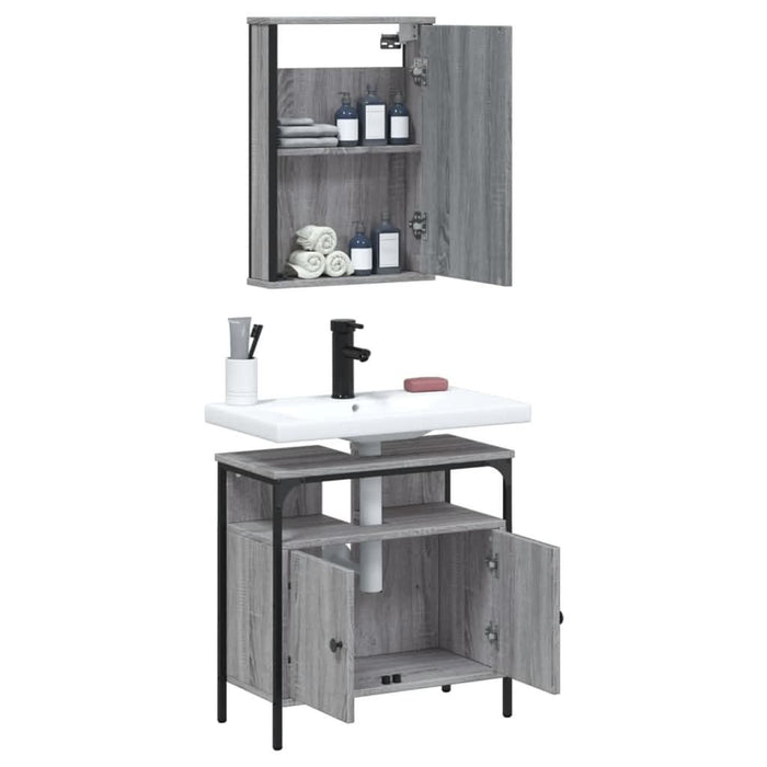 Set mobilier de baie, 2 piese, gri sonoma, lemn prelucrat - WALTI WALTI
