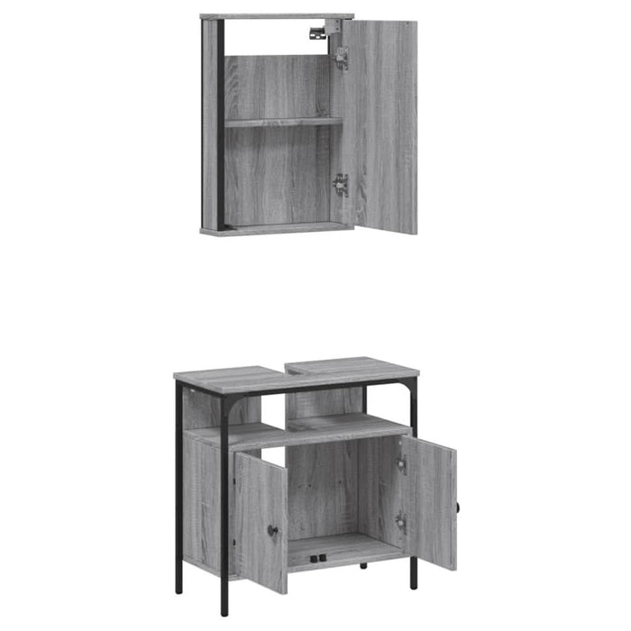Set mobilier de baie, 2 piese, gri sonoma, lemn prelucrat - WALTI WALTI