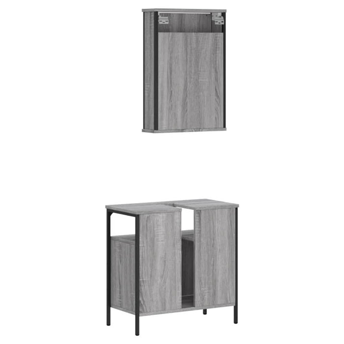 Set mobilier de baie, 2 piese, gri sonoma, lemn prelucrat - WALTI WALTI