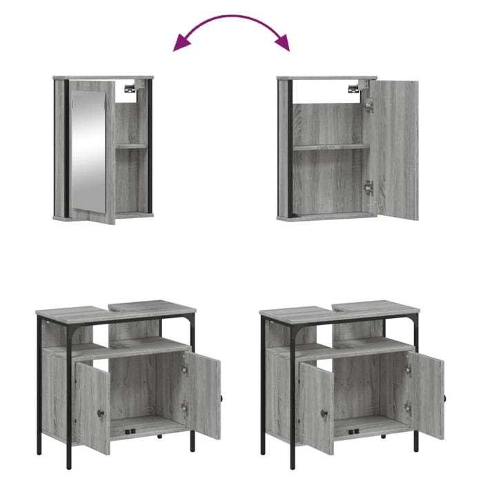 Set mobilier de baie, 2 piese, gri sonoma, lemn prelucrat - WALTI WALTI