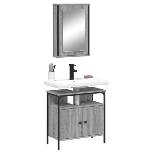 Set mobilier de baie, 2 piese, gri sonoma, lemn prelucrat - WALTI WALTI
