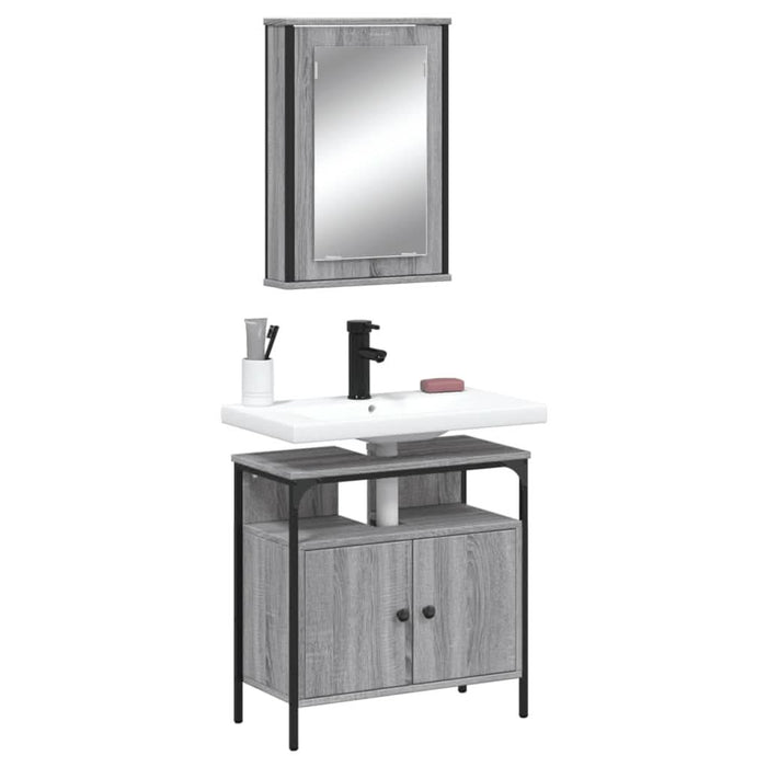 Set mobilier de baie, 2 piese, gri sonoma, lemn prelucrat - WALTI WALTI