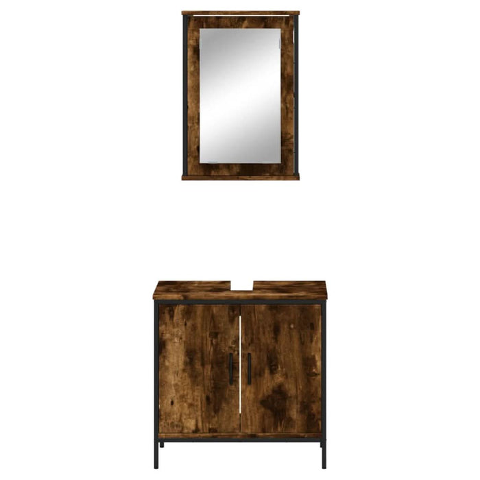 Set mobilier de baie, 2 piese, stejar fumuriu, lemn prelucrat - WALTI WALTI