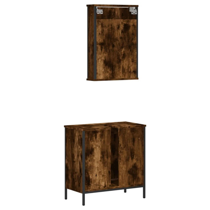 Set mobilier de baie, 2 piese, stejar fumuriu, lemn prelucrat - WALTI WALTI