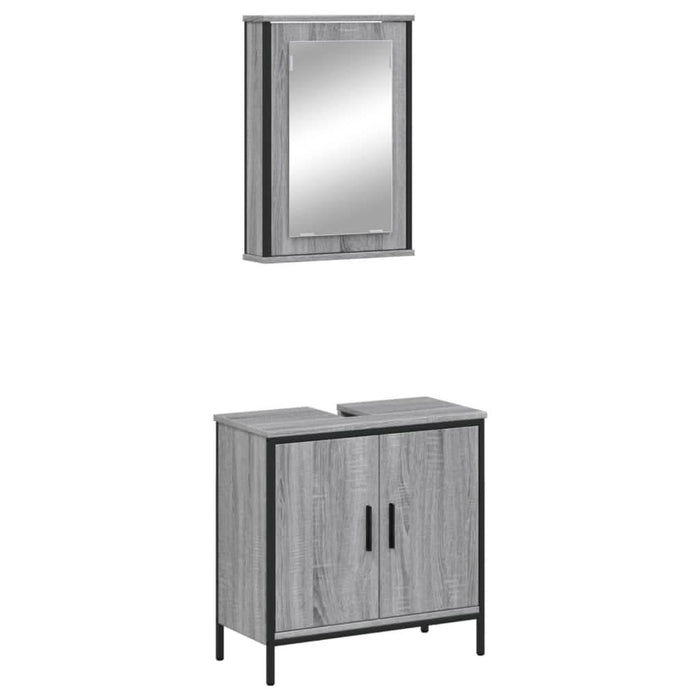 Set mobilier de baie, 2 piese, gri sonoma, lemn prelucrat - WALTI WALTI