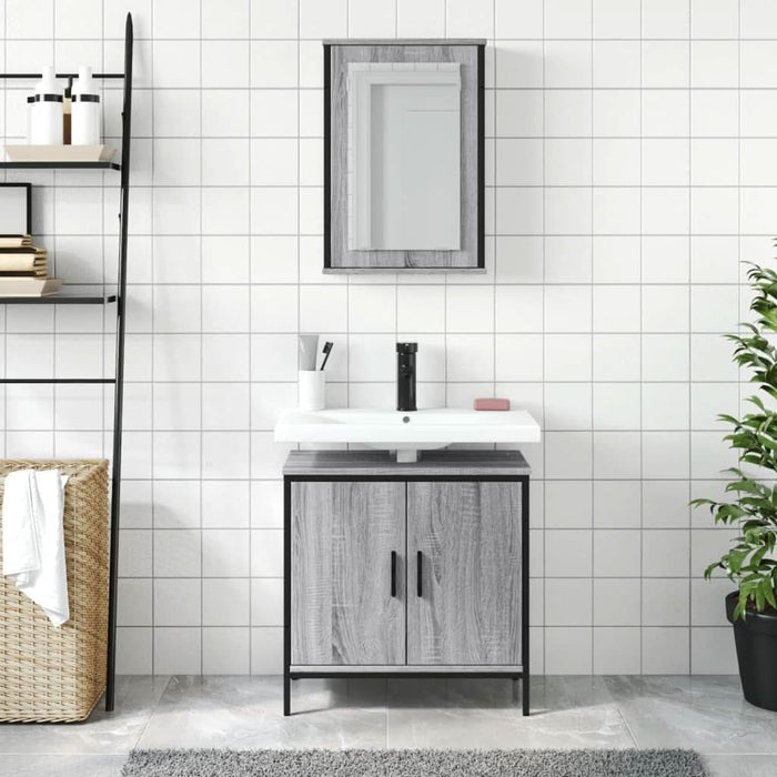 Set mobilier de baie, 2 piese, gri sonoma, lemn prelucrat - WALTI WALTI