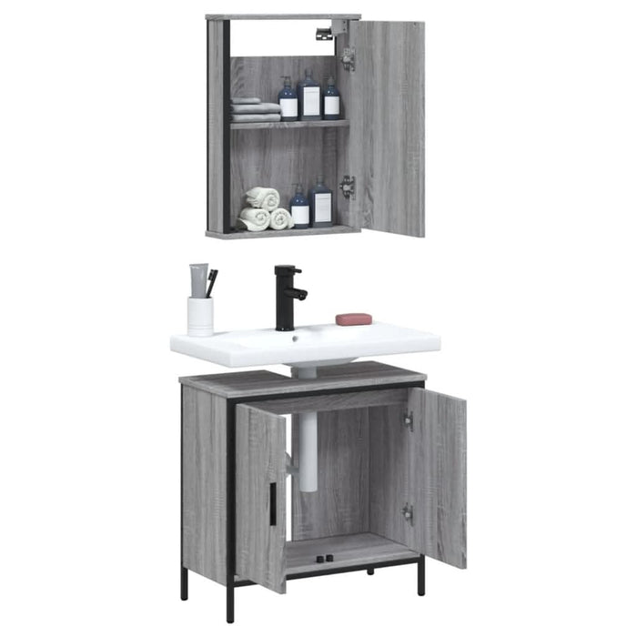 Set mobilier de baie, 2 piese, gri sonoma, lemn prelucrat - WALTI WALTI