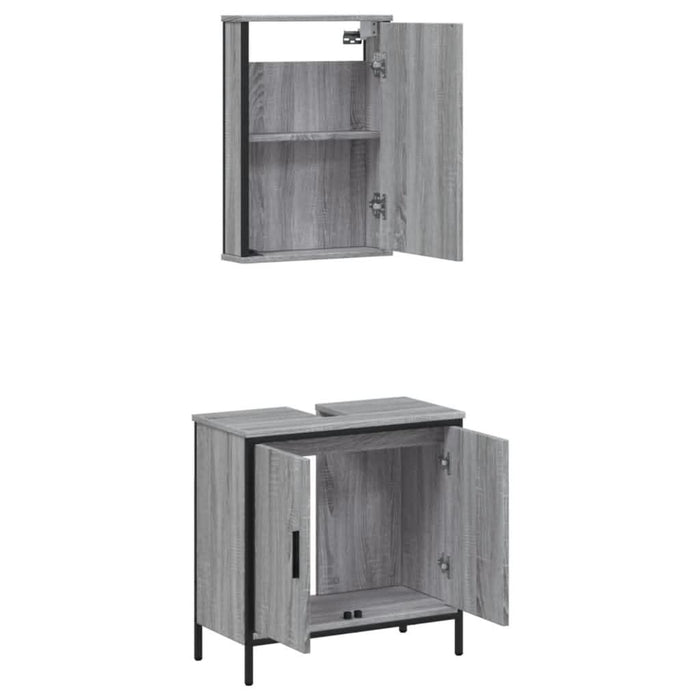 Set mobilier de baie, 2 piese, gri sonoma, lemn prelucrat - WALTI WALTI