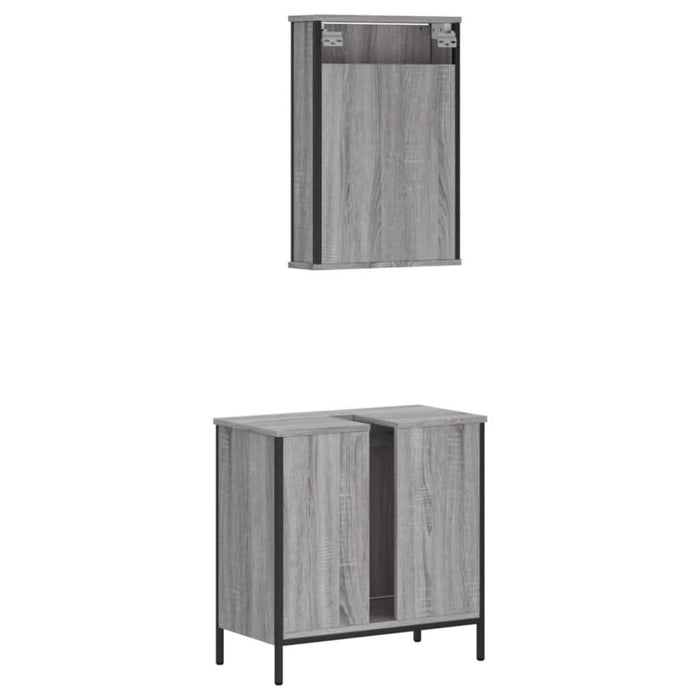Set mobilier de baie, 2 piese, gri sonoma, lemn prelucrat - WALTI WALTI