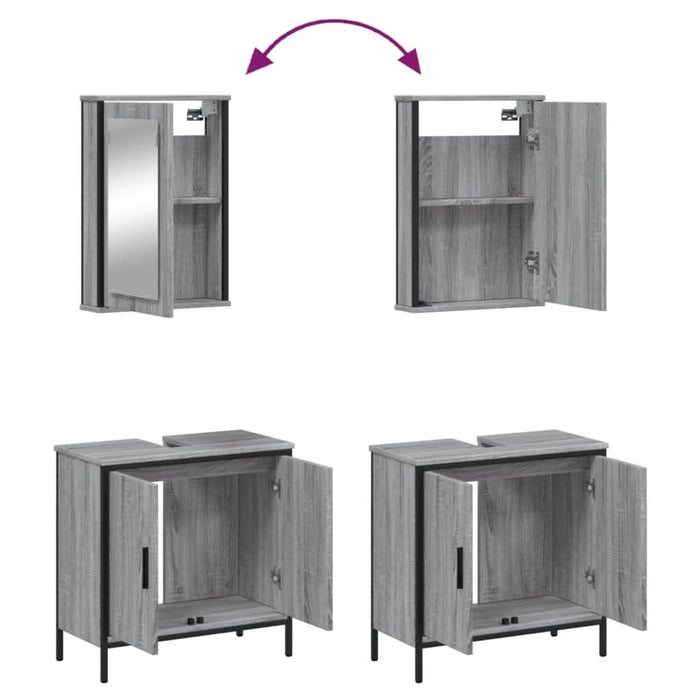 Set mobilier de baie, 2 piese, gri sonoma, lemn prelucrat - WALTI WALTI