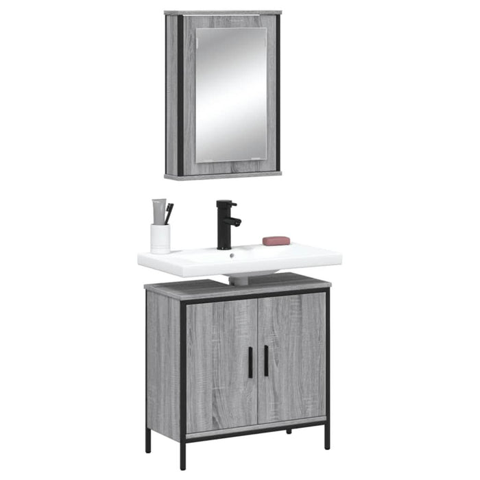 Set mobilier de baie, 2 piese, gri sonoma, lemn prelucrat - WALTI WALTI