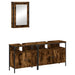 Set mobilier de baie, 3 piese, stejar fumuriu, lemn prelucrat - WALTI WALTI