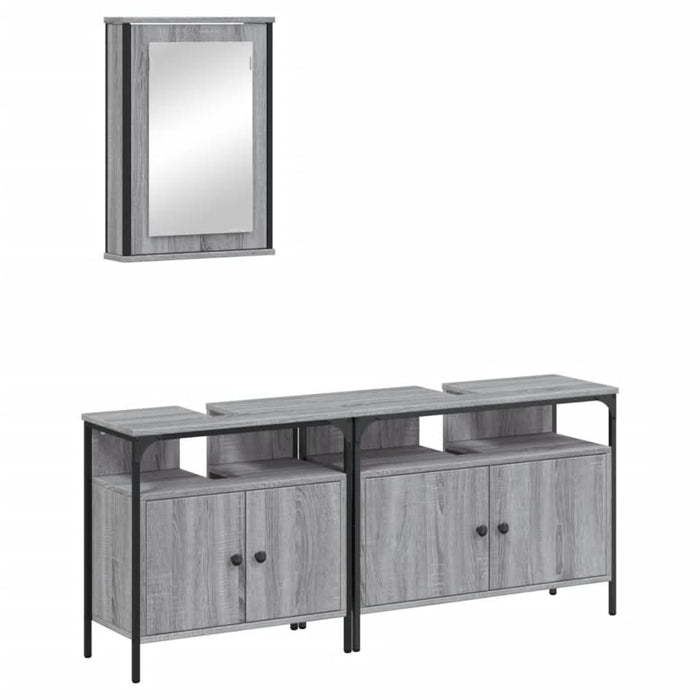 Set mobilier de baie, 3 piese, gri sonoma, lemn prelucrat - WALTI WALTI