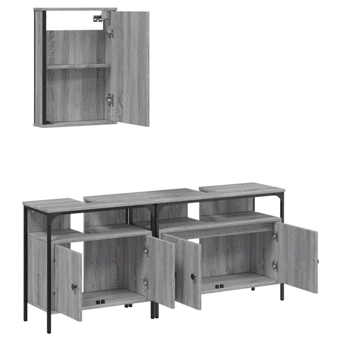 Set mobilier de baie, 3 piese, gri sonoma, lemn prelucrat - WALTI WALTI