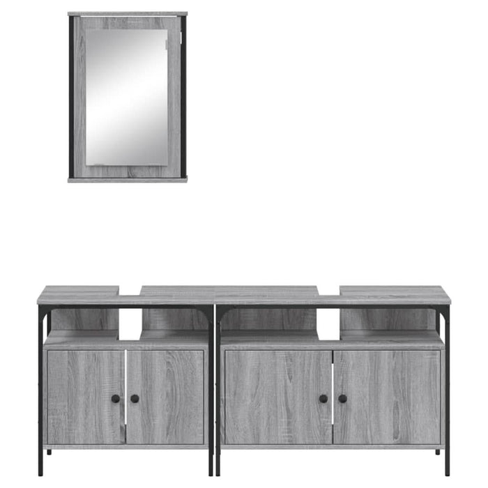 Set mobilier de baie, 3 piese, gri sonoma, lemn prelucrat - WALTI WALTI