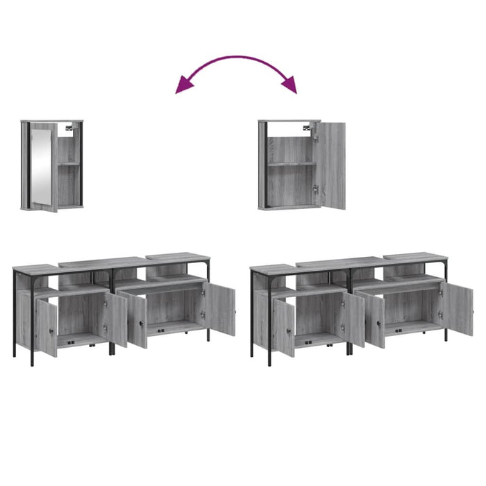 Set mobilier de baie, 3 piese, gri sonoma, lemn prelucrat - WALTI WALTI