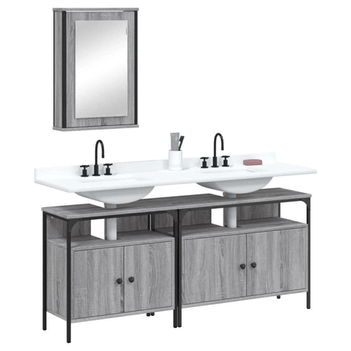 Set mobilier de baie, 3 piese, gri sonoma, lemn prelucrat - WALTI WALTI