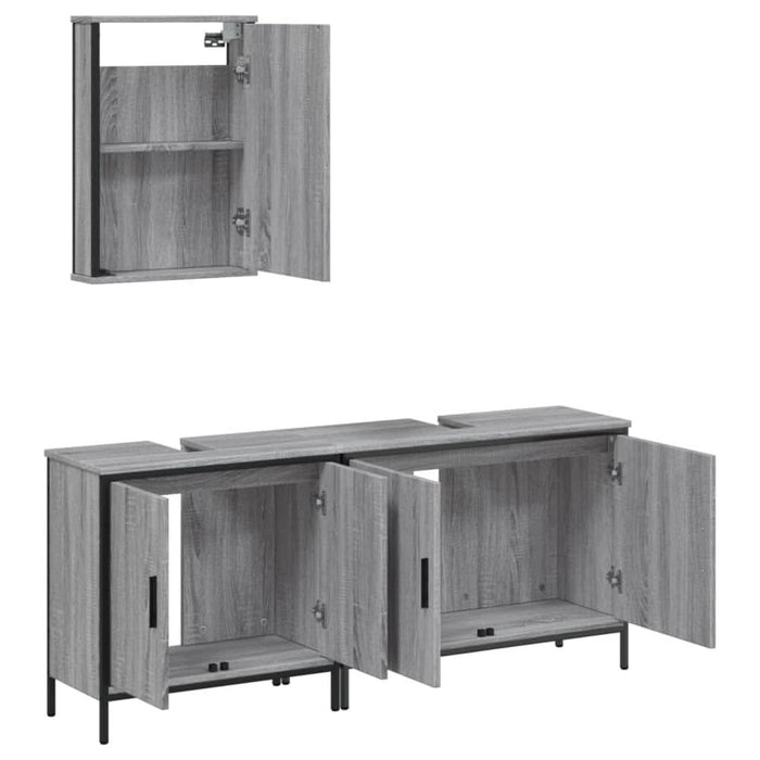 Set mobilier de baie, 3 piese, gri sonoma, lemn prelucrat - WALTI WALTI
