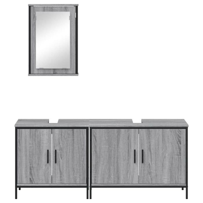 Set mobilier de baie, 3 piese, gri sonoma, lemn prelucrat - WALTI WALTI